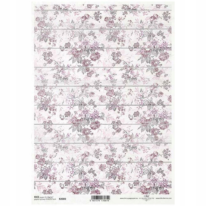 Papier ryżowy do decoupage A4 kwiatki na deskach