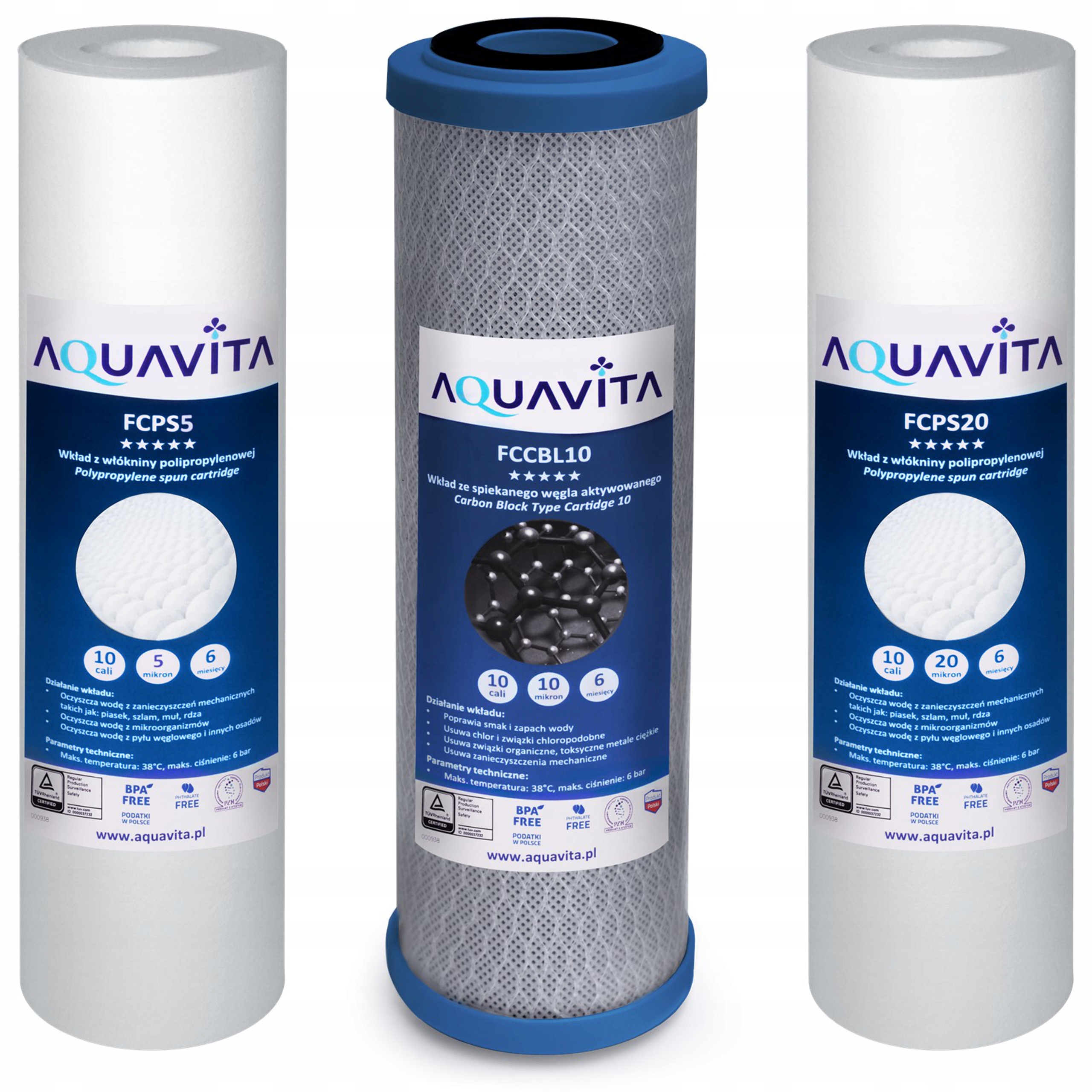 

Zestaw Wkładów Aquavita Bpafree Osmoza Filtr Ro