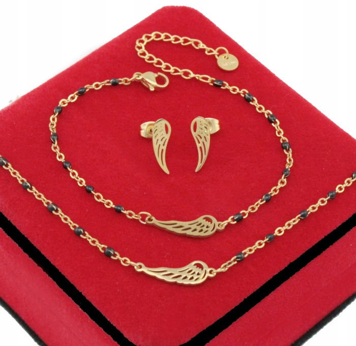 

Komplet Złoty Skrzydła 3 cz Stal Chirurgiczna 316L