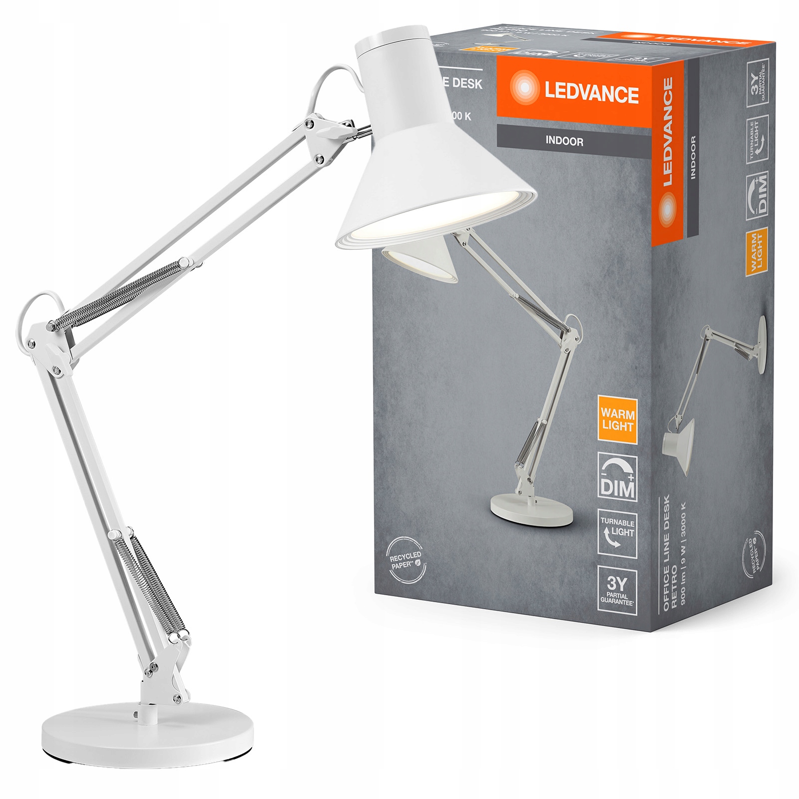 Stolná Led lampa nastaviteľná 9W 617lm 3000K biela Office Line