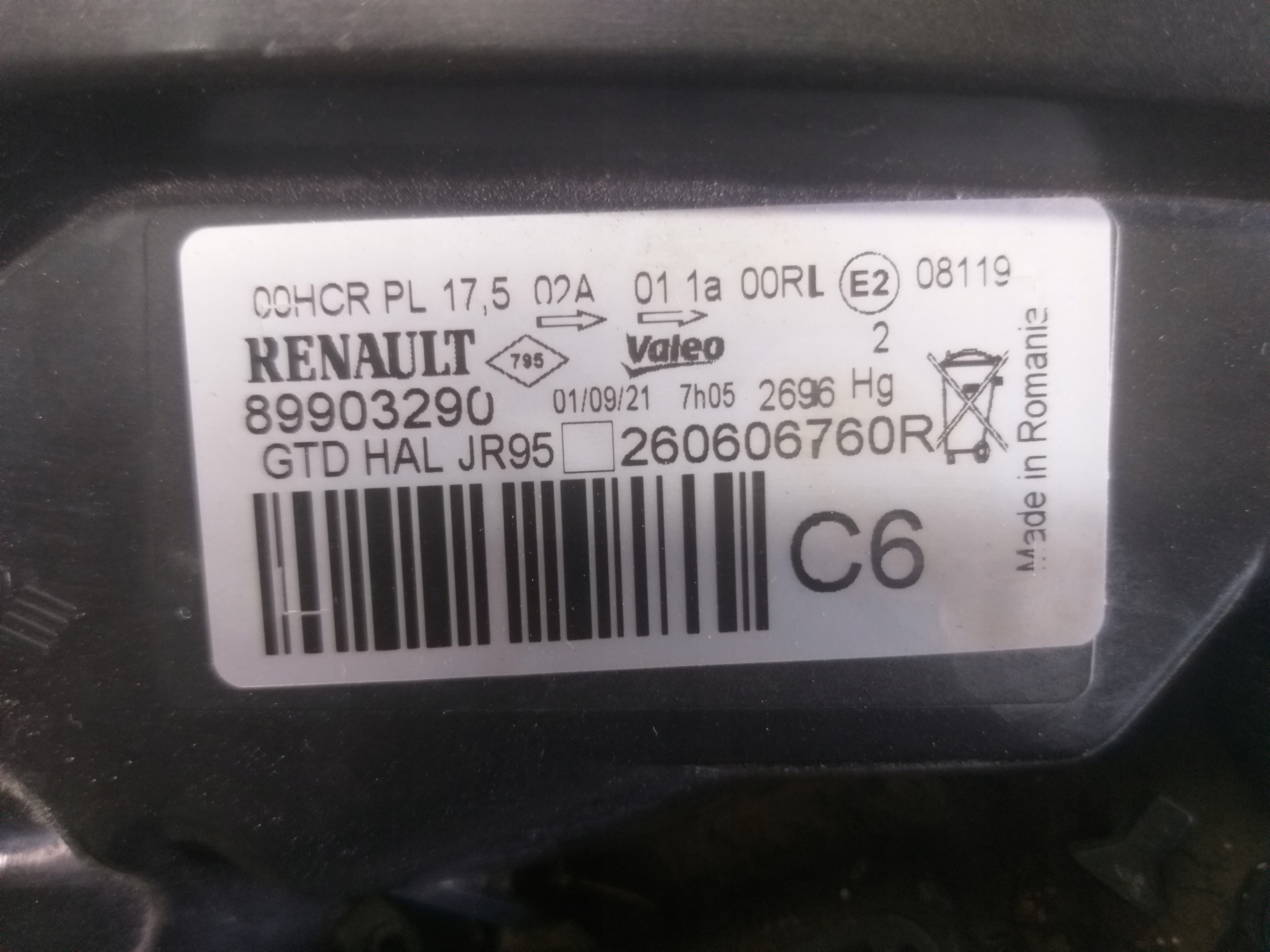 light front left RENAULT SCENIC III 3 08- 260606760R