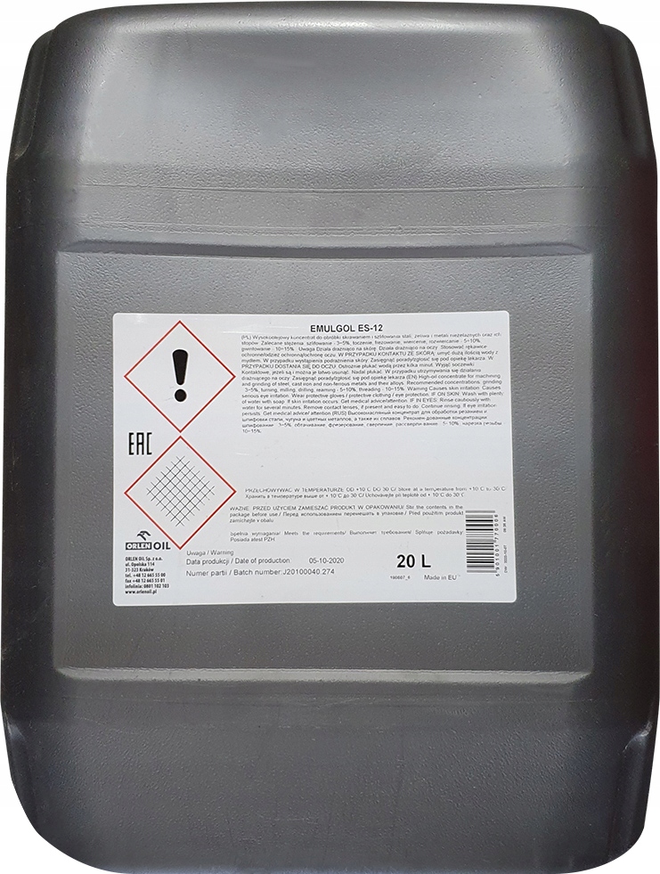 ORLEN EMULGOL ES12CHŁODZIWO OBRÓBKA KONCENTRAT 20L