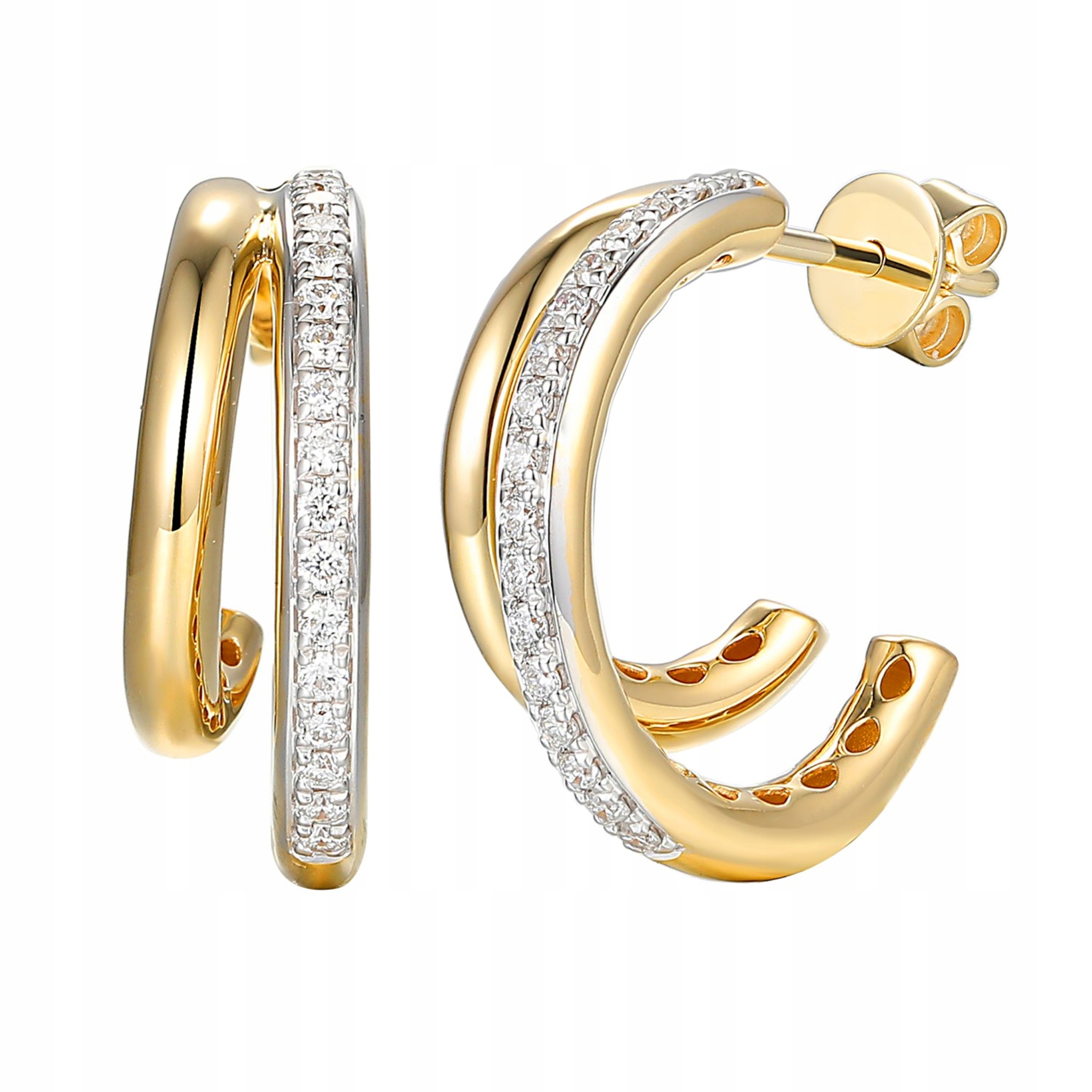 Náušnice zlaté Au 585 s diamanty 0,26 ct