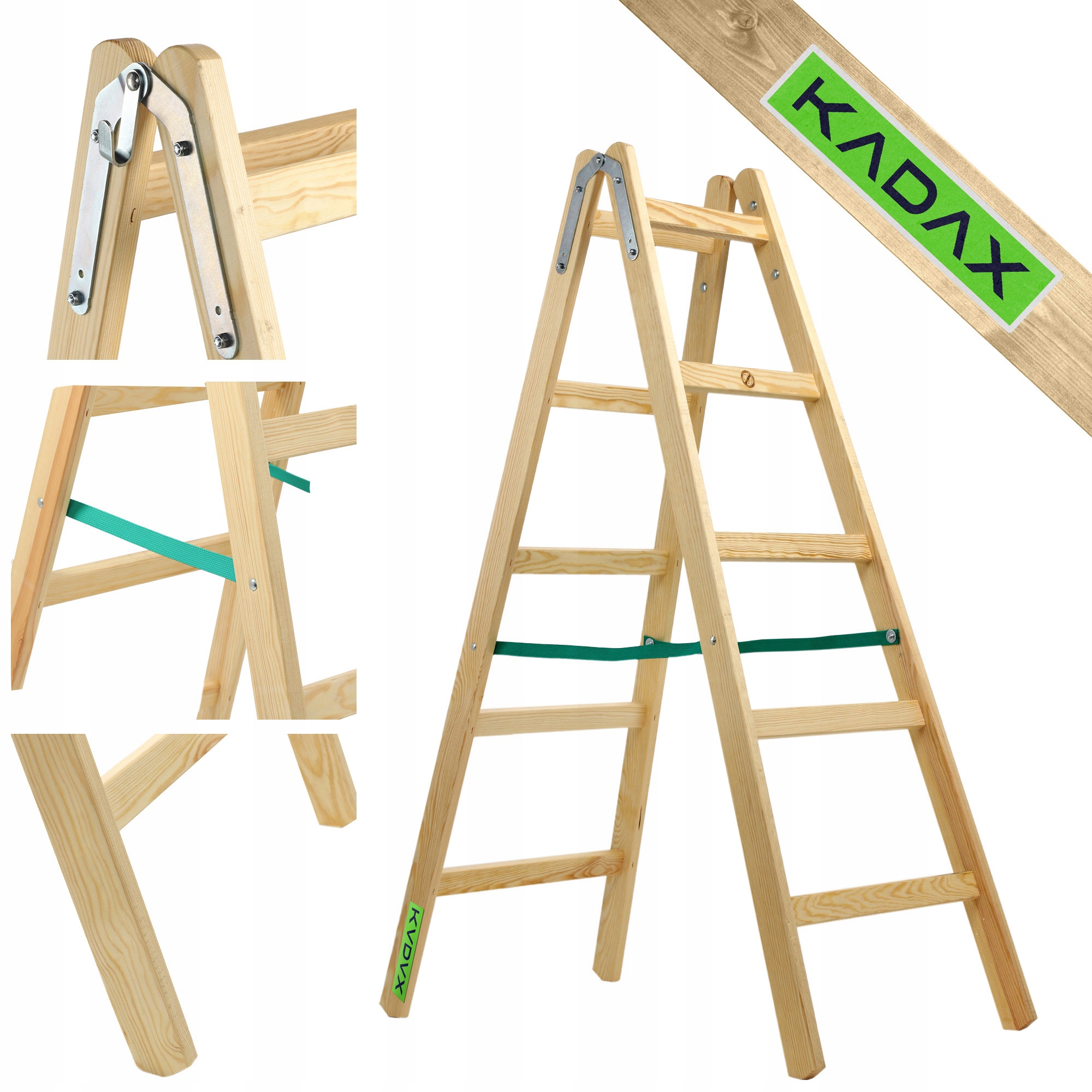 Maliarsky Drevený Rebrík Rozstupný 2x5 Priečok Stabilný Obojstranný 150 kg