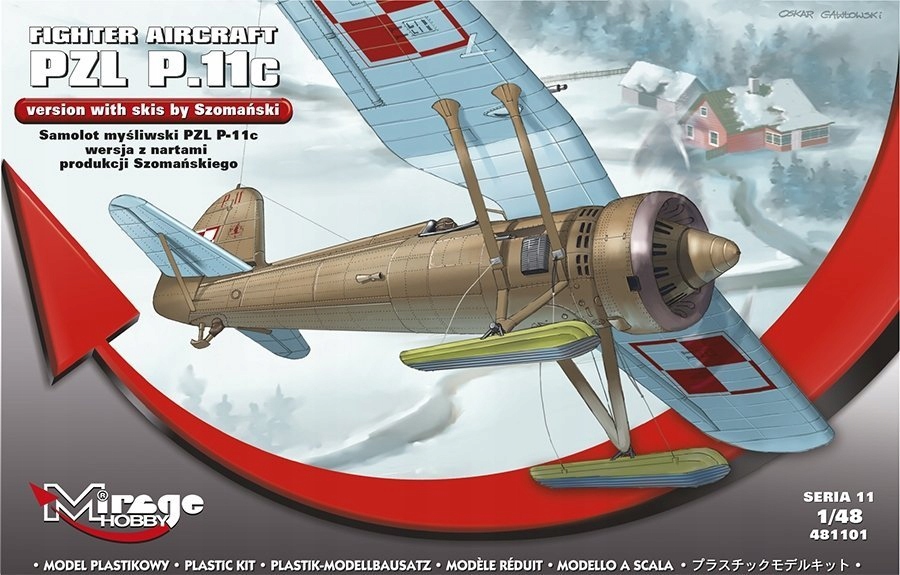 Mirage 481101 1:48 Stíhací letoun Pzl P-11c verze s lyžemi