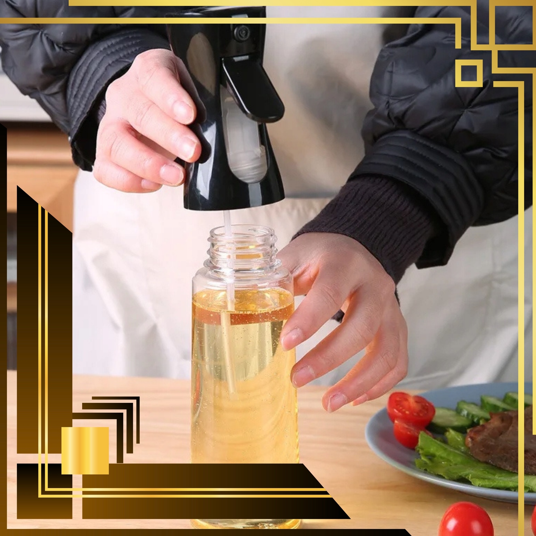 SPRYSKIWACZ DO OLEJU OLIWY OCTU DOKŁADNY ROZPYLACZ DOZOWNIK W SPRAYU 190 ml Materiał wykonania szkło