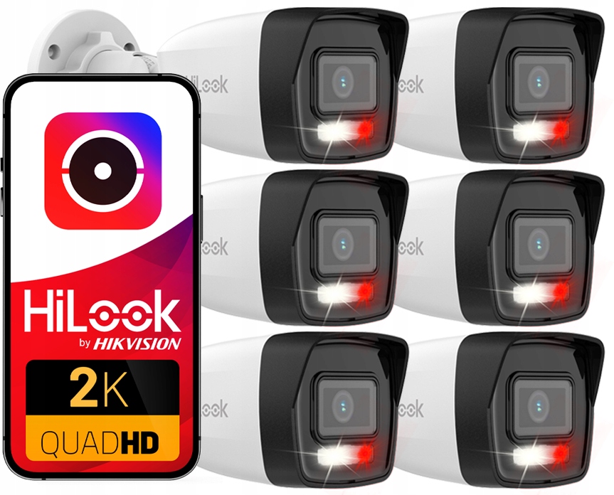 Sada Ip kamier 6x IPC-B140HA-LU Smart Hybrid Light PoE HiLook od spoločnosti Hikvision