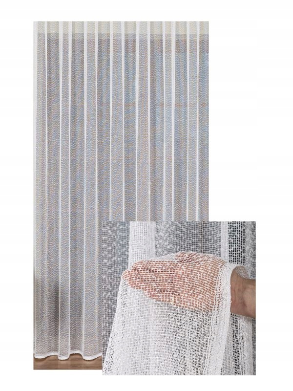 Záclona Síťka s nadýchaným prošitím Hustá bílá Praktická s páskou š.250x250