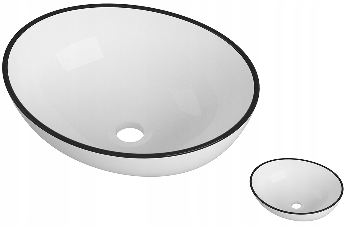 Oválna Umývadlová Doska Biela Keramická Kúpeľňová Čierna Okrajová Doska