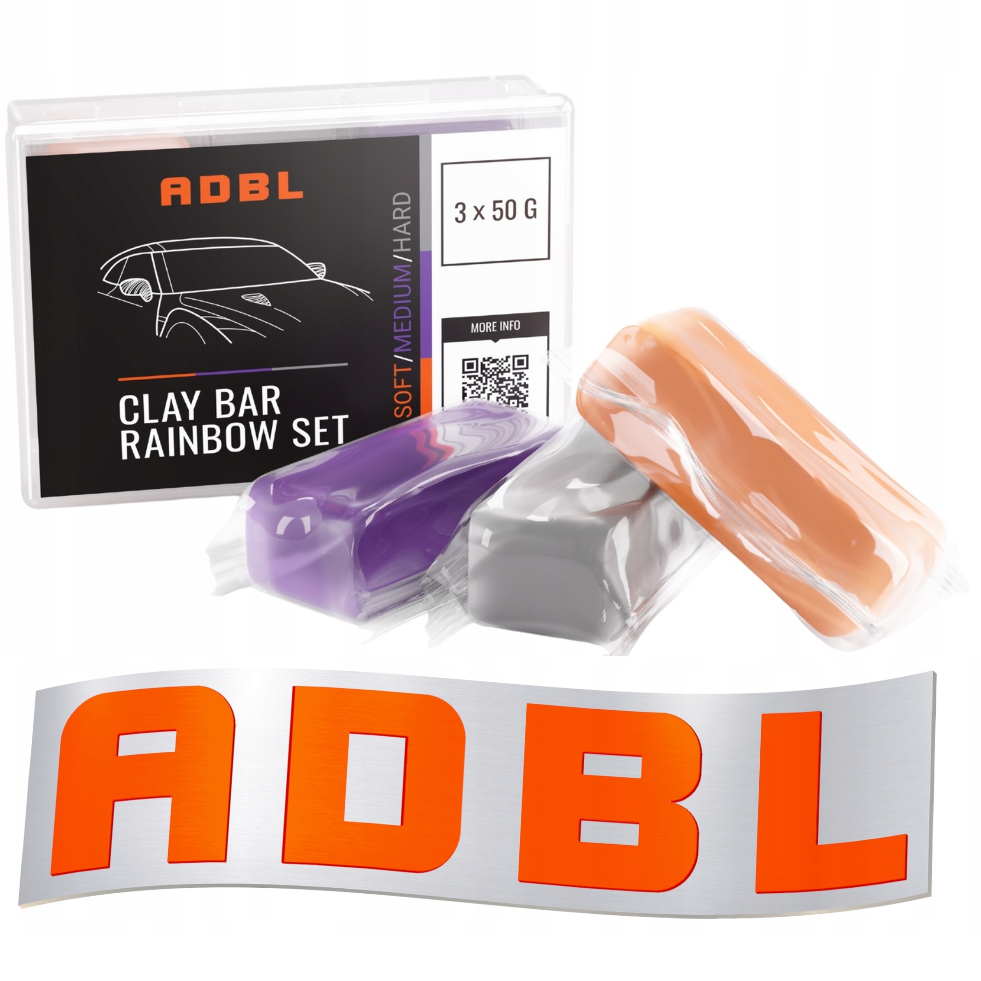 Adbl Clay Bar Rainbow Set Zestaw 3 Glinka Do Lakieru 3x50 G Różne Twardości