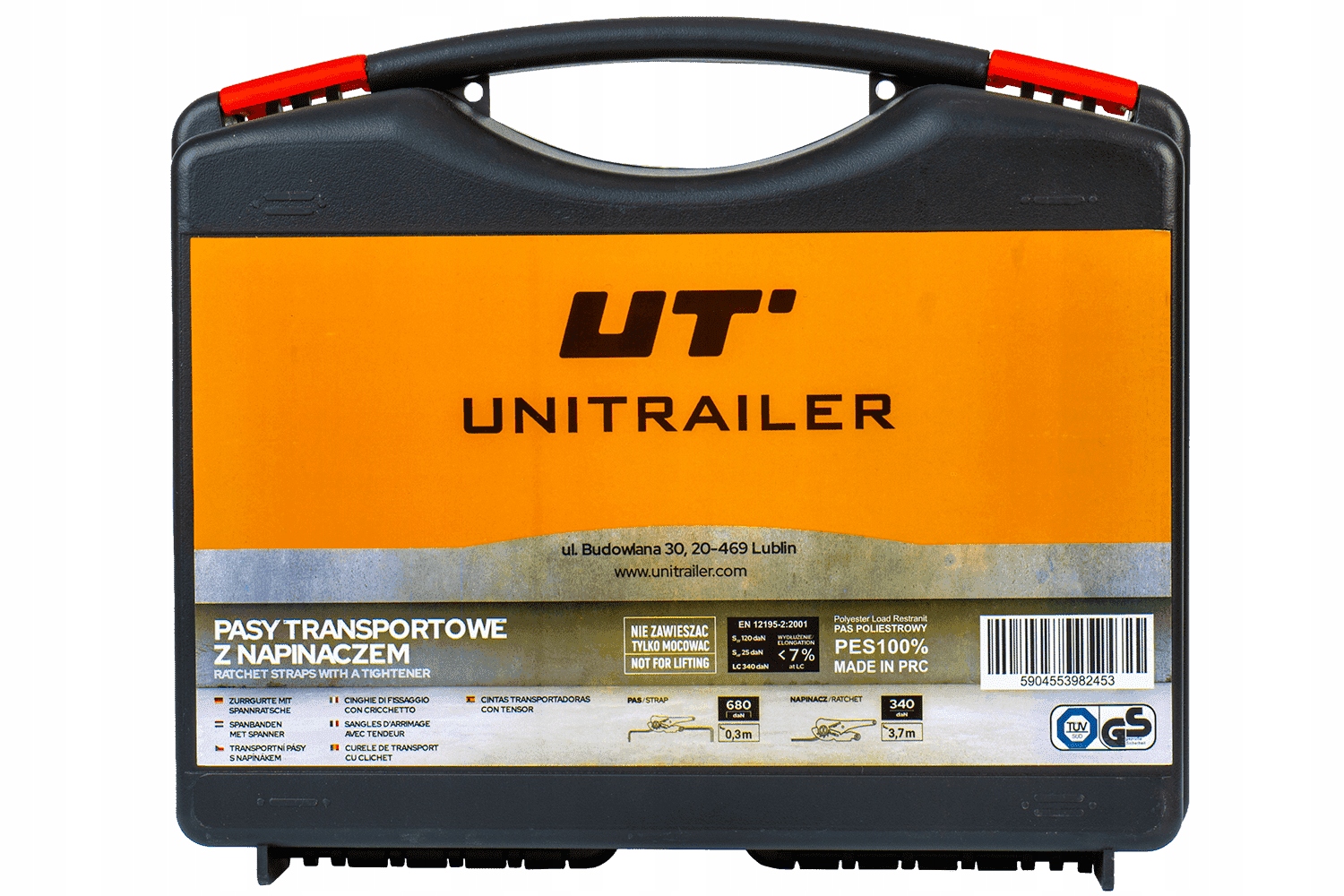 Pasy transportowe mocujące z napinaczem Unitrailer Zestaw 4M/25mm/0,68T