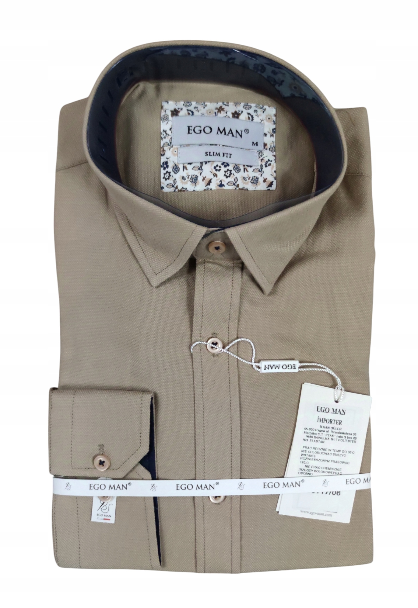 Neformální košile slim fit klasická oxfordová struktura béžová EGO03 XL