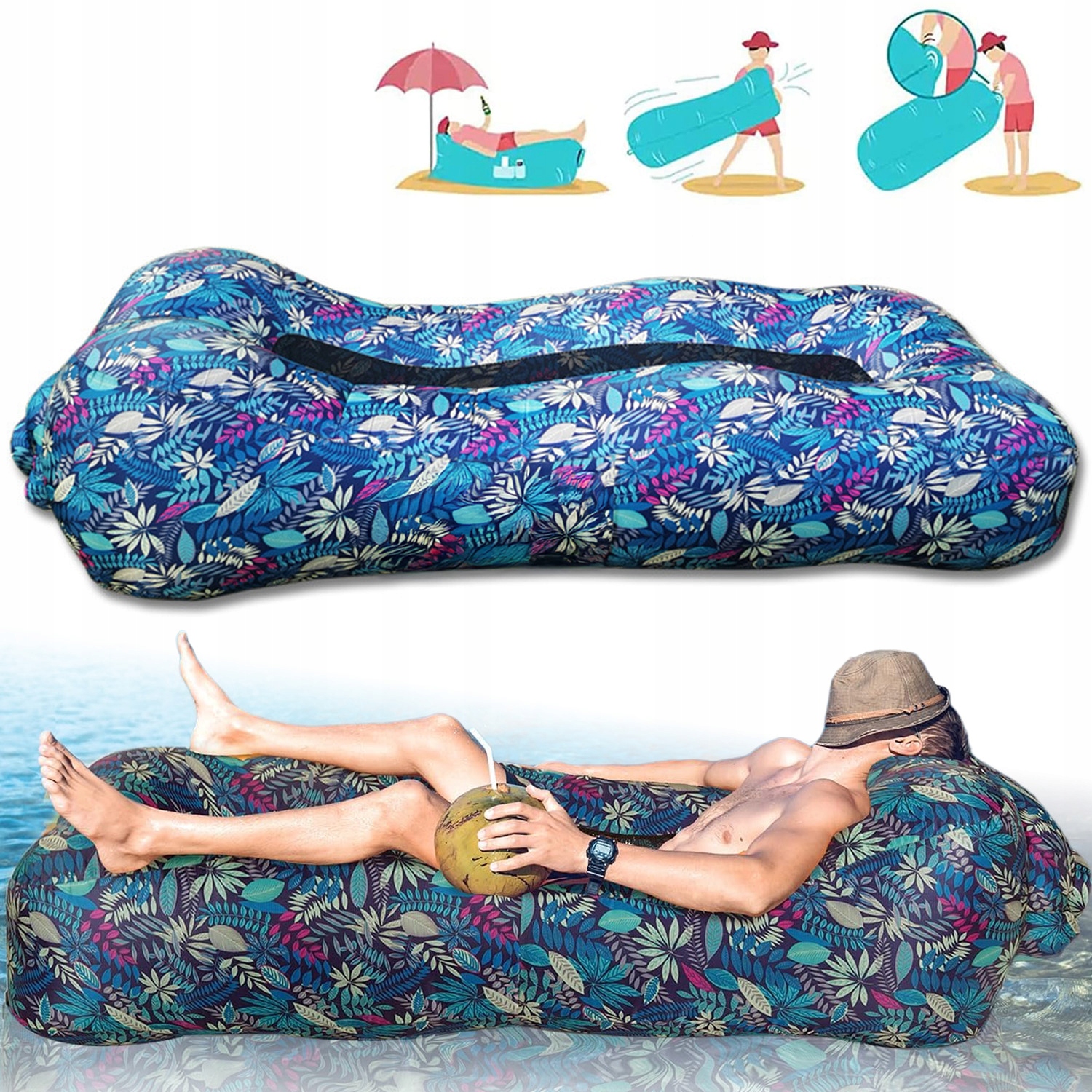 Nafukovací Rozkládací Pohovka Lazy Bag Postel Pláž S Úložnou Taškou