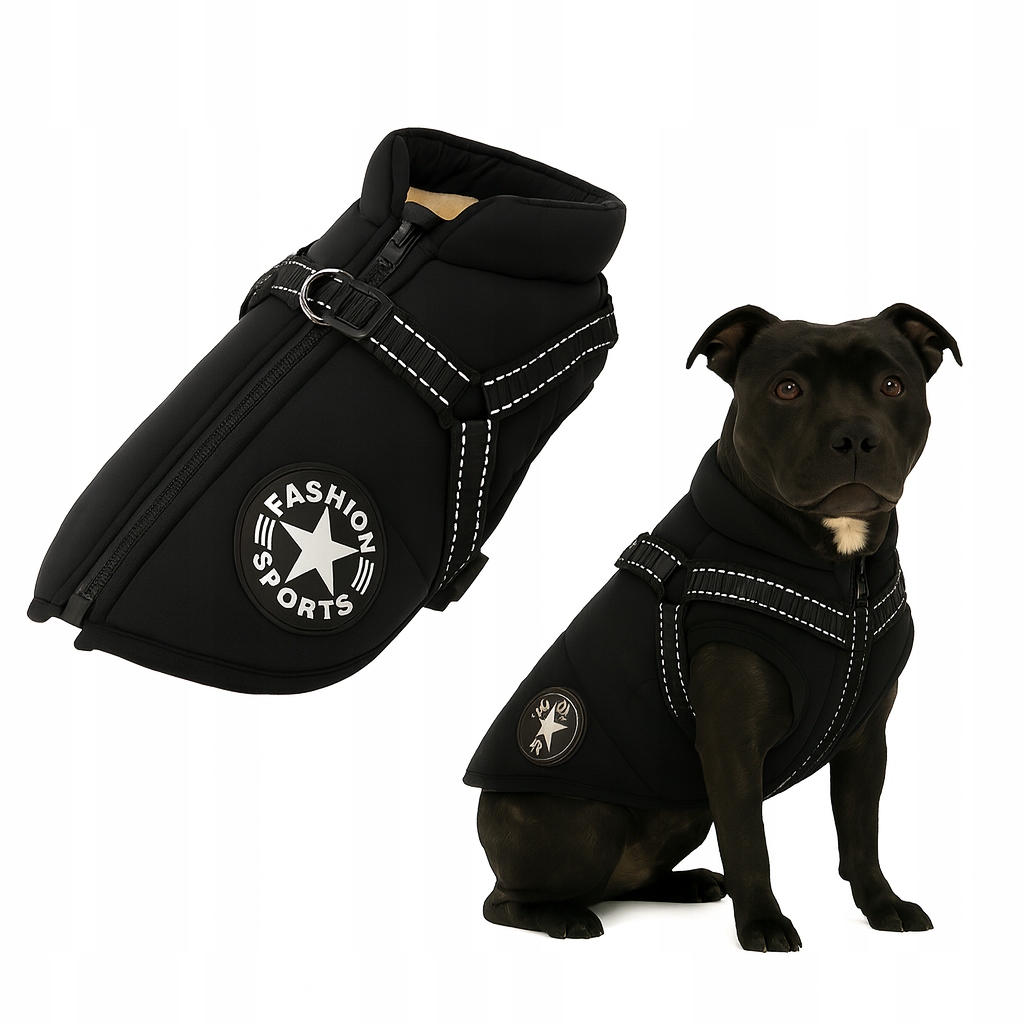 Levně Zimní oblečení Bunda pro psa na zimu černá s ramenními popruhy Velikost 3XL XXXL