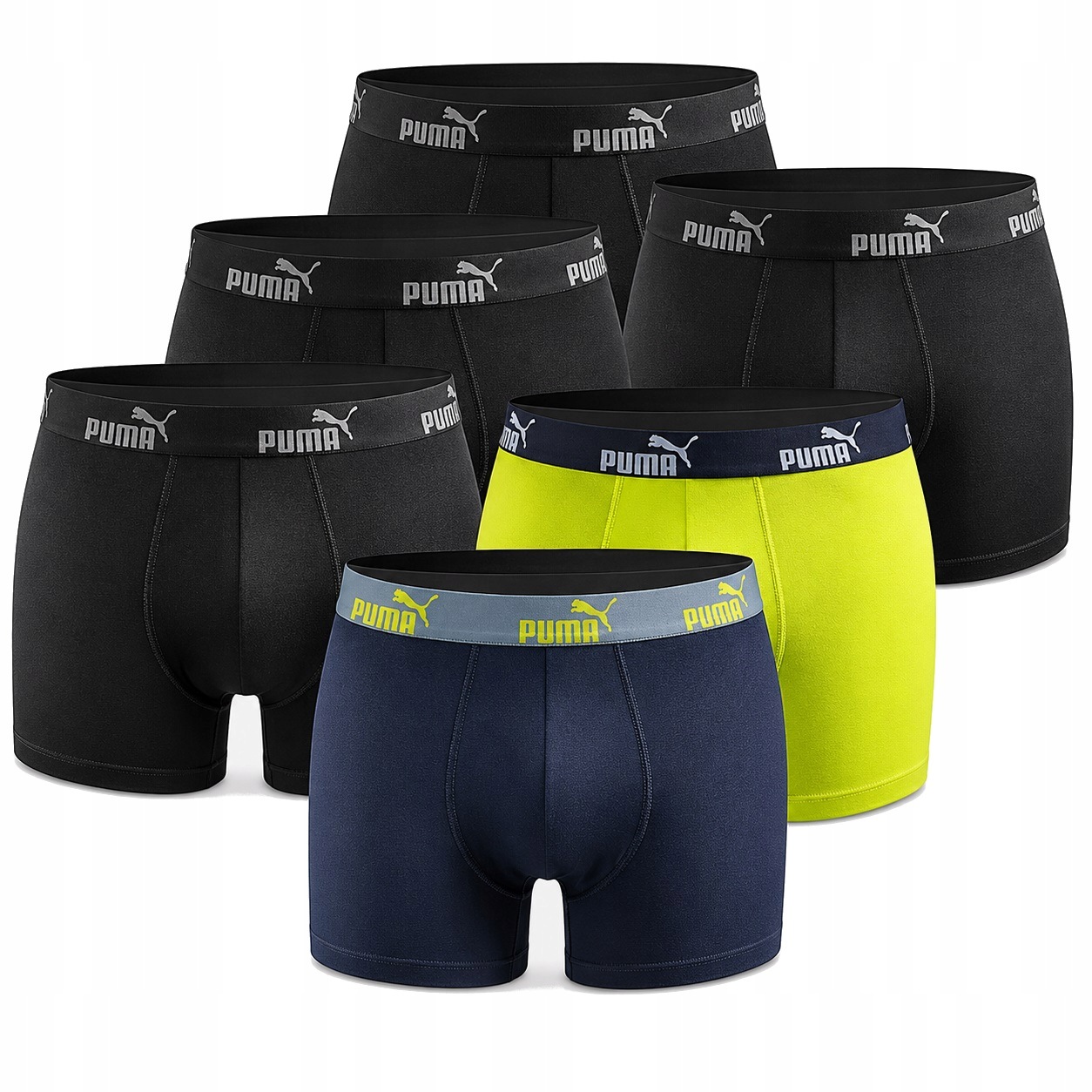 Pánské boxerky Puma Boxershorts r.M Balení 6 Kusů černé zelené, tmavě modré