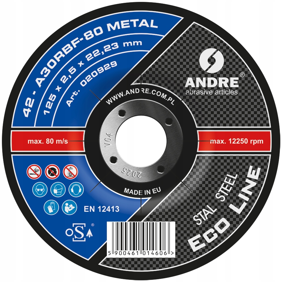 Kotouč na řezání kovu z černé oceli T42 125×22,23A30 Eco Line Metal 25 Ks