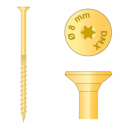 Wkręty ciesielskie do drewna 8x280 mm Torx 50 szt Rodzaj wkręty