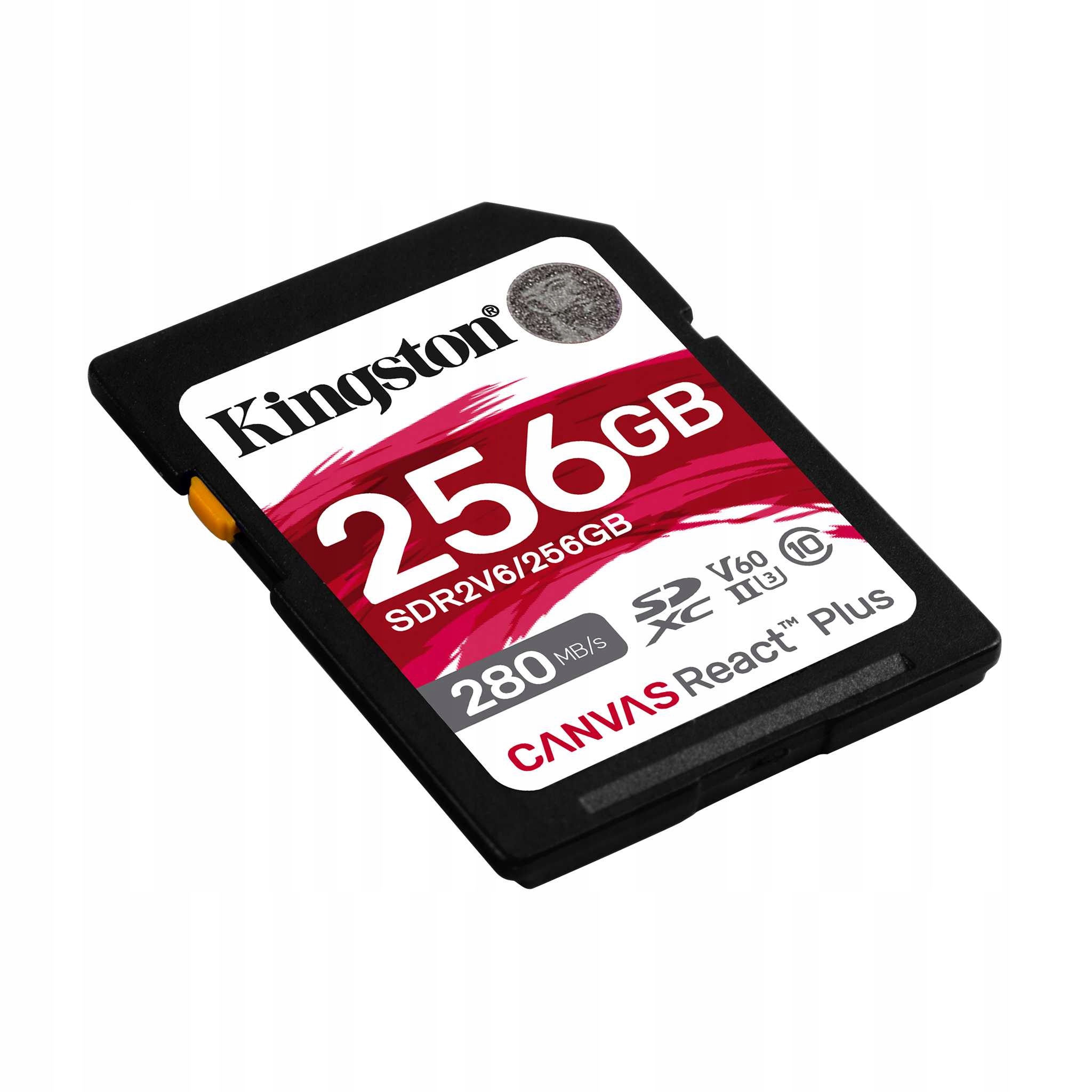 Kingston 256GB SDXC Canvas React Plus SDXC UHS-II 280R/150W U3 V60 — 3