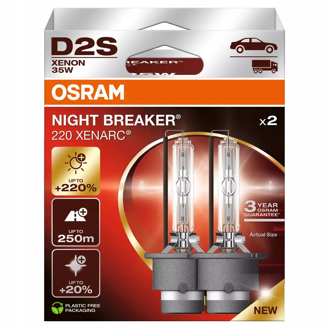 2x Xenon D2S Osram Xenarc Night Breaker 220% Žarnik