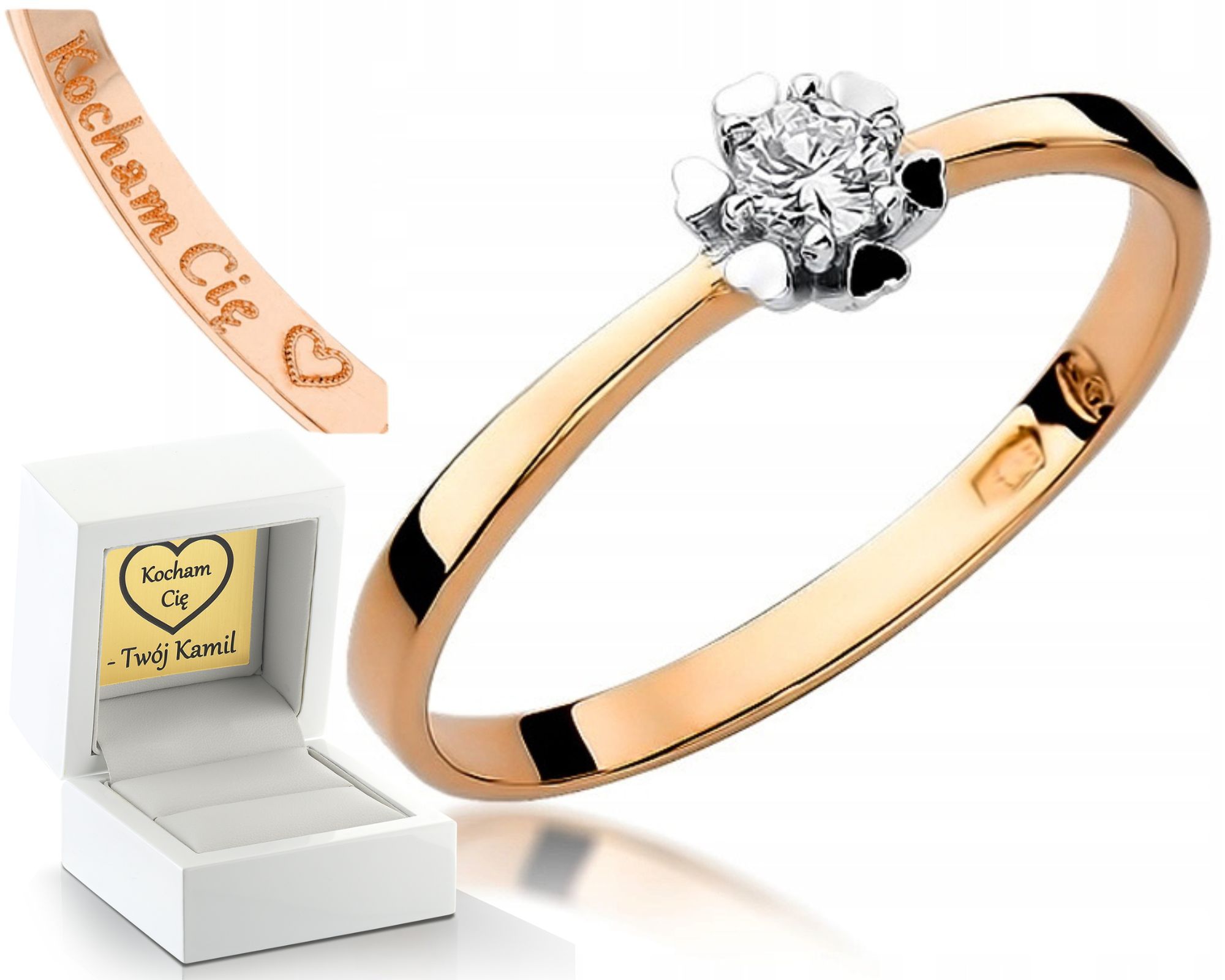 Prstýnek Z Růžového Zlata S Briliantem GRAVÍROVÁNÍ585 Zlato