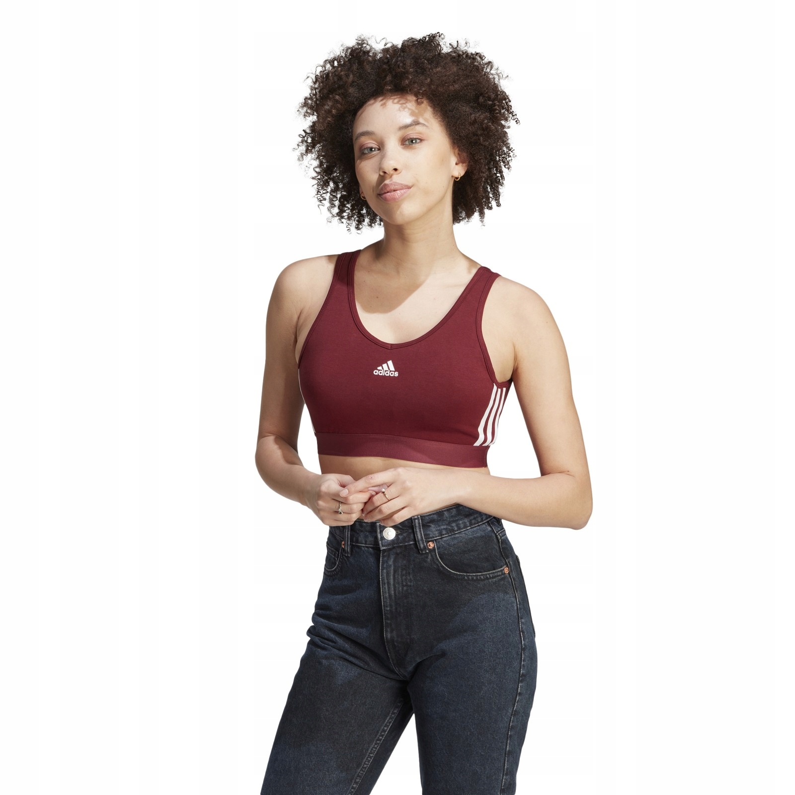 Podprsenka adidas Essentials 3-Stripes Crop Top With Removable Pads