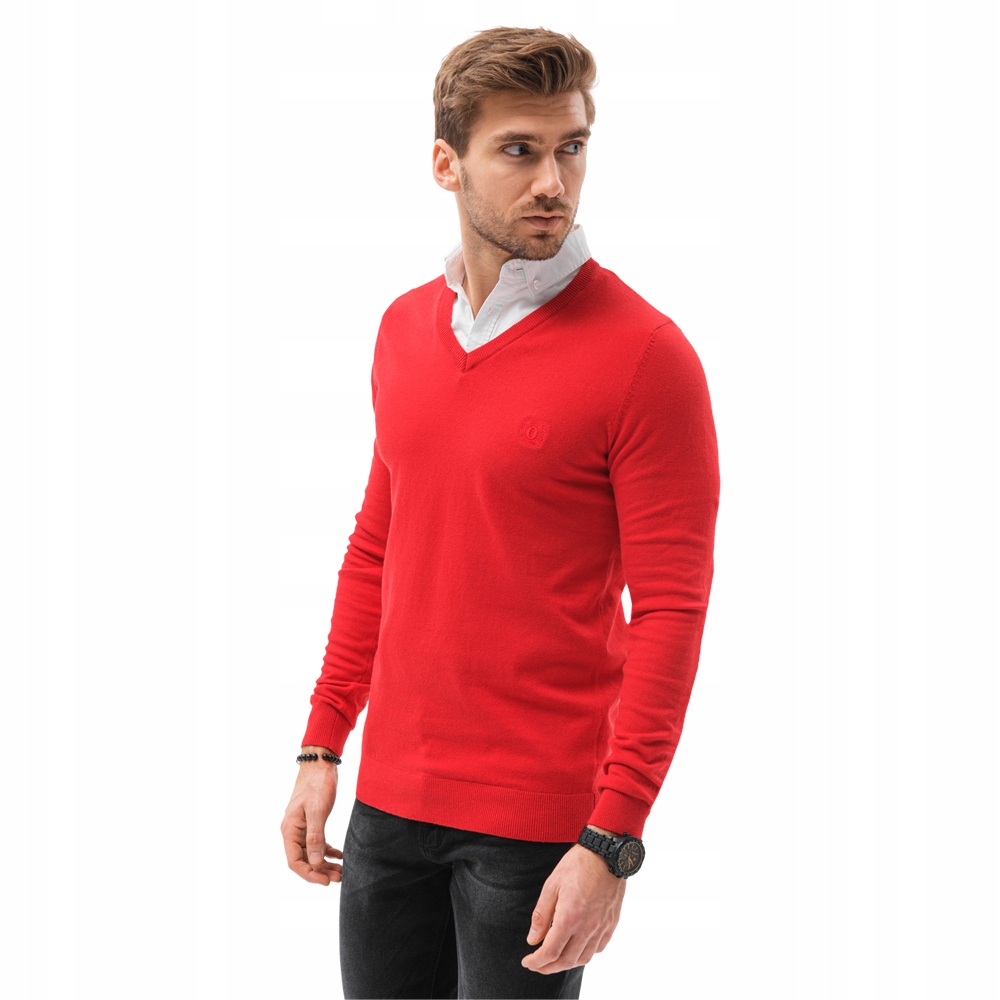 

Sweter męski v-neck kołnierzyk E120 czerwony XXL