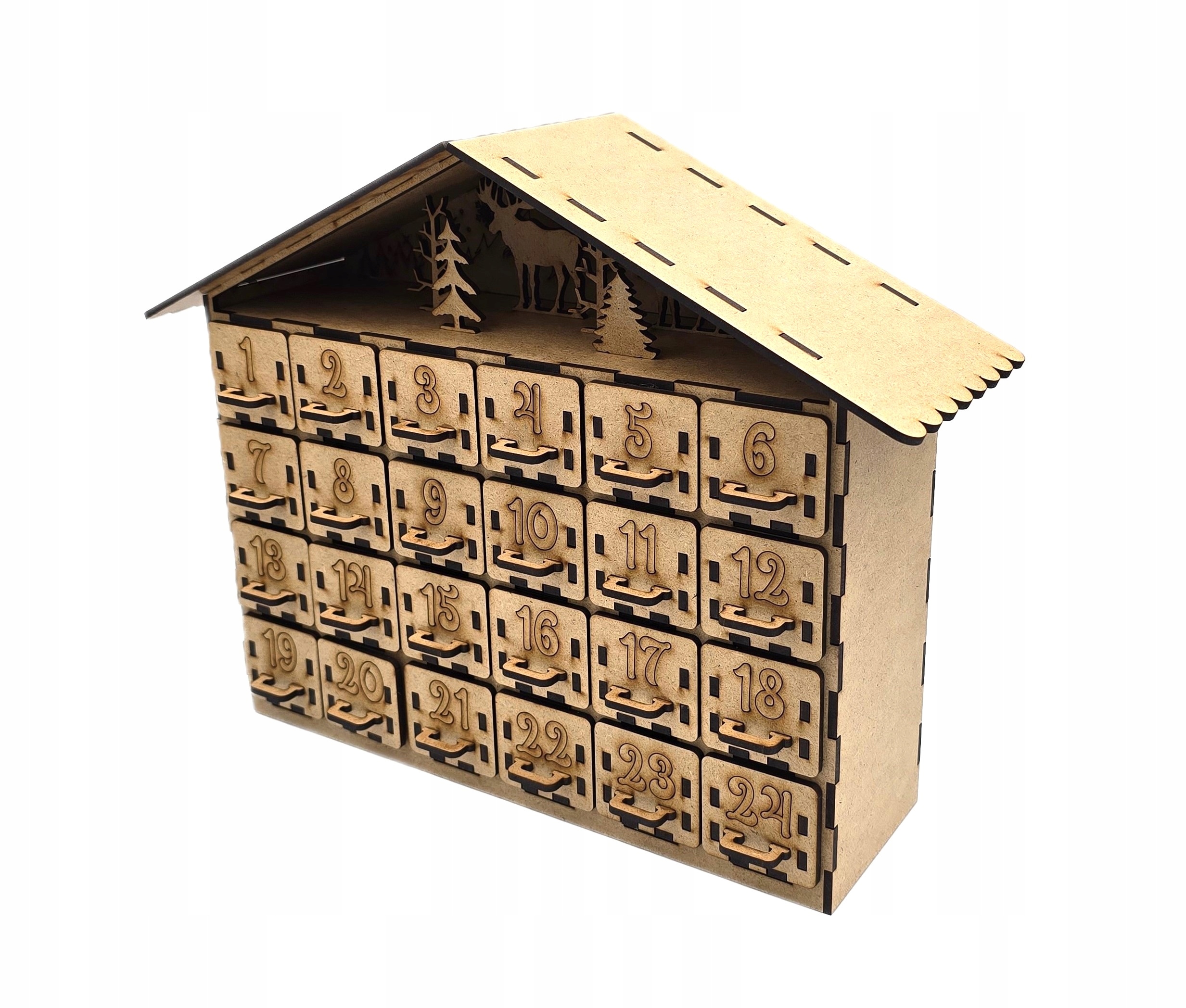 Dřevěný Adventní Kalendář Pro Děti Na Vánoce, Vánoční Ozdoba