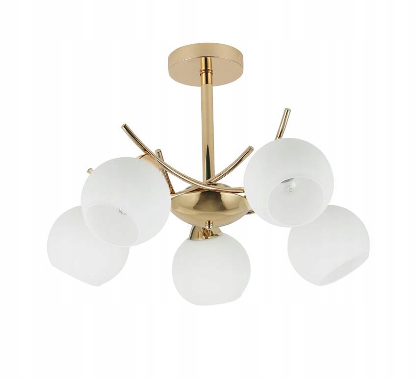 Candellux Amos Lampa wiszaca złoty 5x40W E27 klosz biały 35-37497