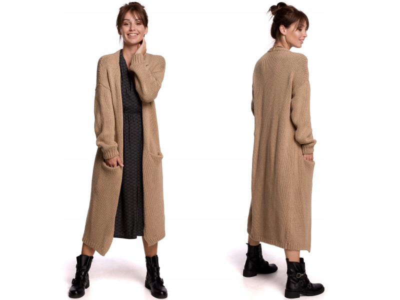 

ciepły Kardigan długi Sweter z Kieszeniami