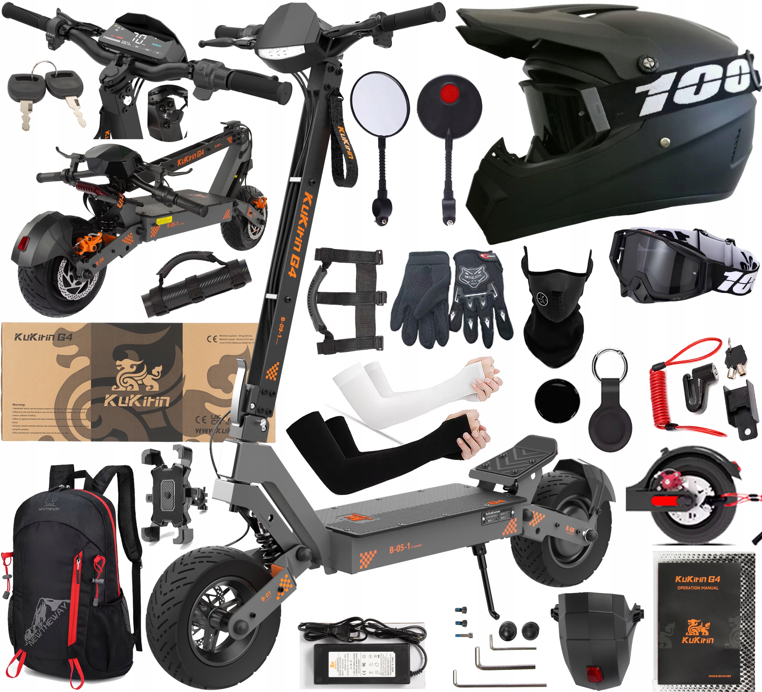 KuKirin G4 Elektrické skládací vozidlo 2000W 60V 20Ah 70KM/H +11 Dárek Pl