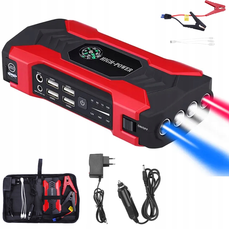 Výkonná Powerbanka Pro Startování Auta Jump Starter Booster 800A 28000MAH