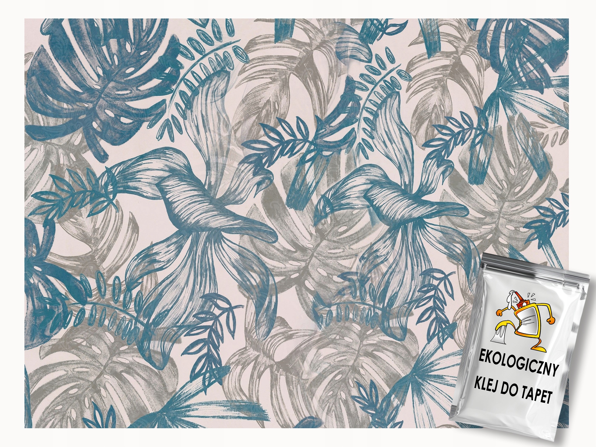 Fototapeta Flizelina Listy Tyrkysová Šedá Monstera Palma 350x250 lepidlo