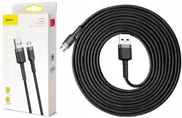 

Kabel Usb Micro typ B Baseus 3m Fast 2.0A Mocny