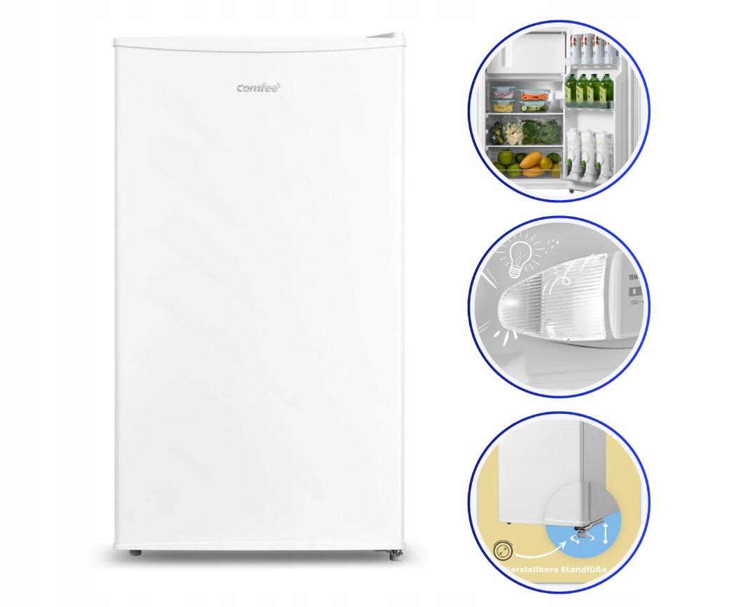 Lodówka Comfee RCD80WH3(E) 84,5cm 80L Zamrażalnik 39dB
