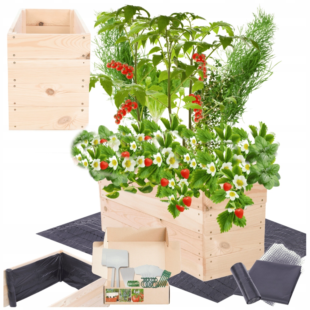 Dřevěný květináč zeleninová zahrada záhon s vyvýšenou truhlou pařeniště 36x80x30