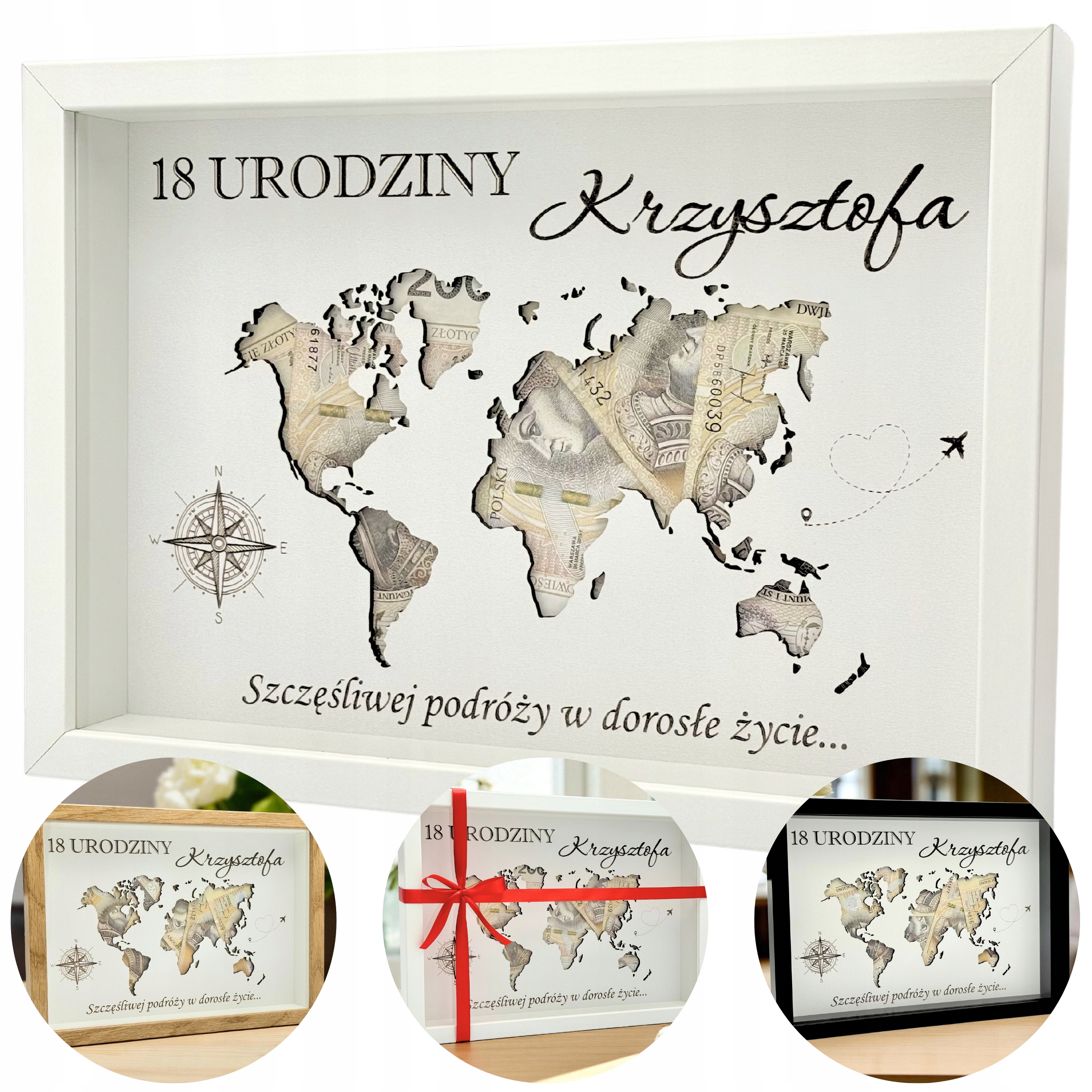 na 18 Urodziny dla Chłopaka Dziewczyny Ramka Pudełko na Pieniądze