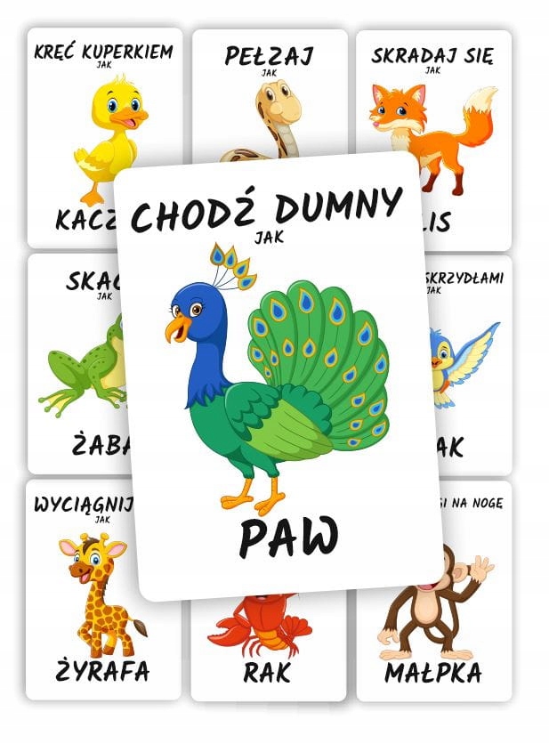 

Karty Ruchowe ze zwierzątkami (zestaw 20 kart A5)