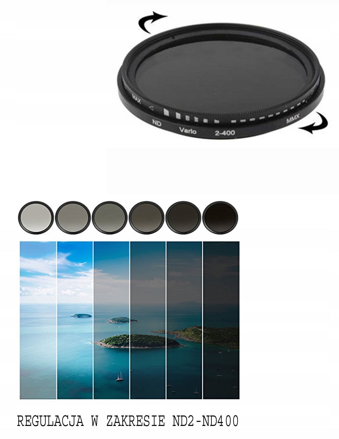 FILTR SZARY ND 2-400 do CANON EOS 2000D 18-135 67 Model fil-ND2-ND400