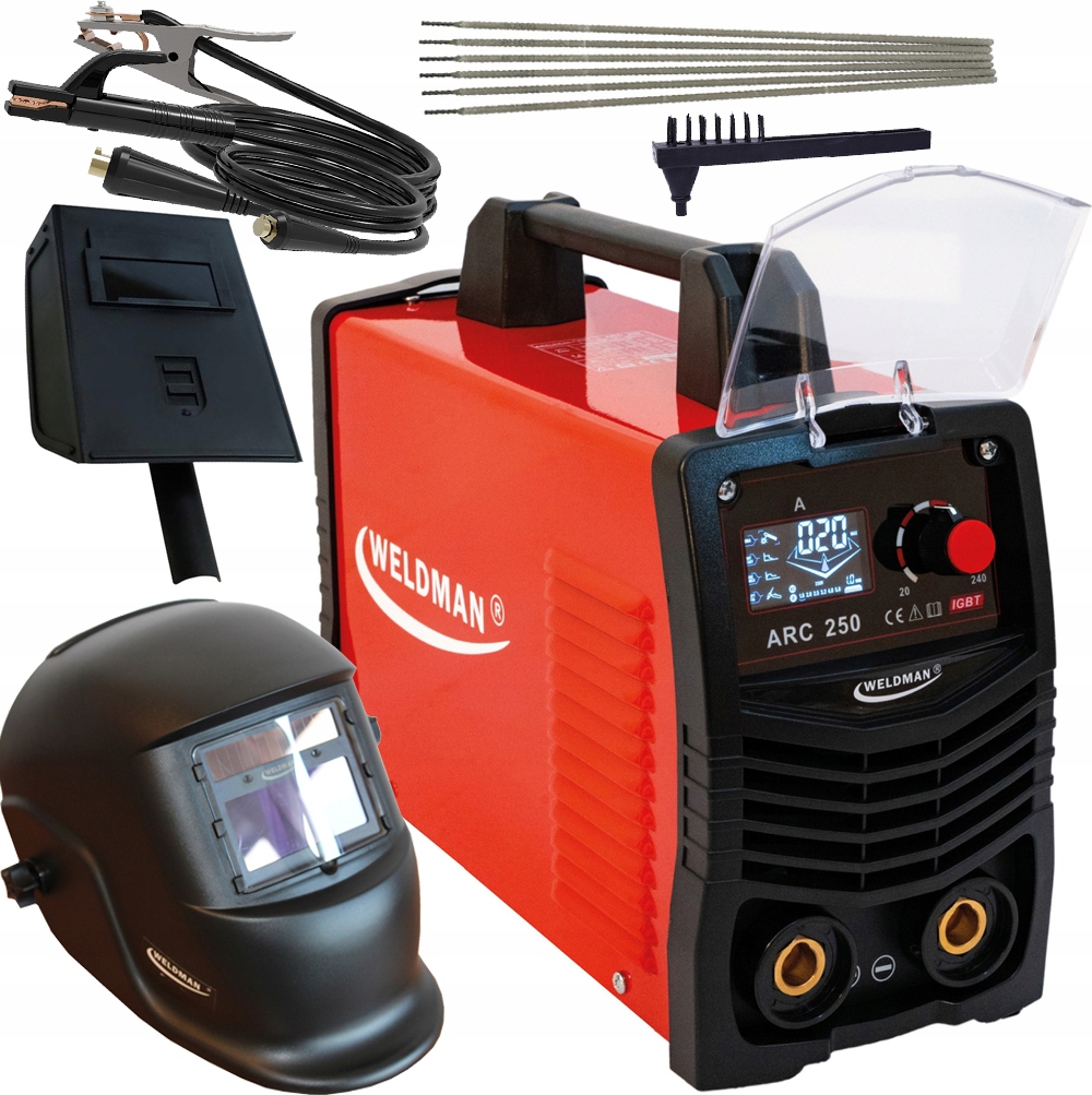 Spawarka Elektrodowa Zestaw Przyłbica Mma 240A Arc 250 LCD Synergia Weldman
