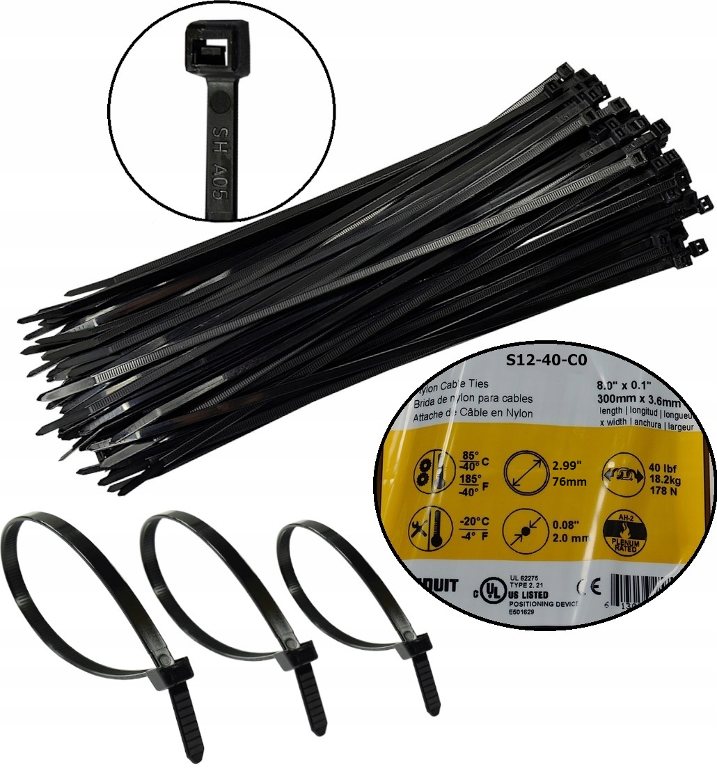 OPASKI ZACISKOWE KABLOWE TRYTKI UV CZARNE 3,6X300