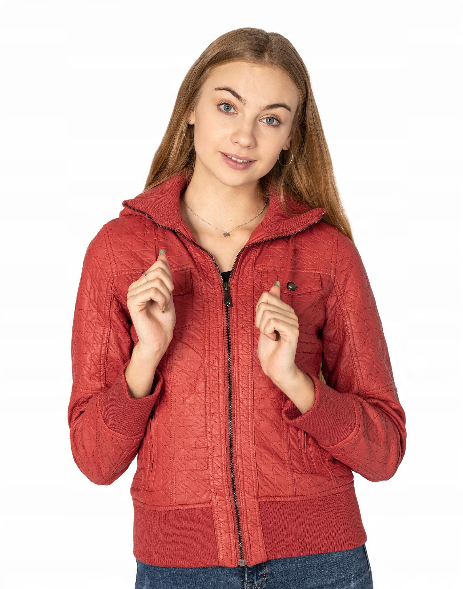 

Krótka Kurtka Damska Przejściowa Skóra 05W-2 r XL