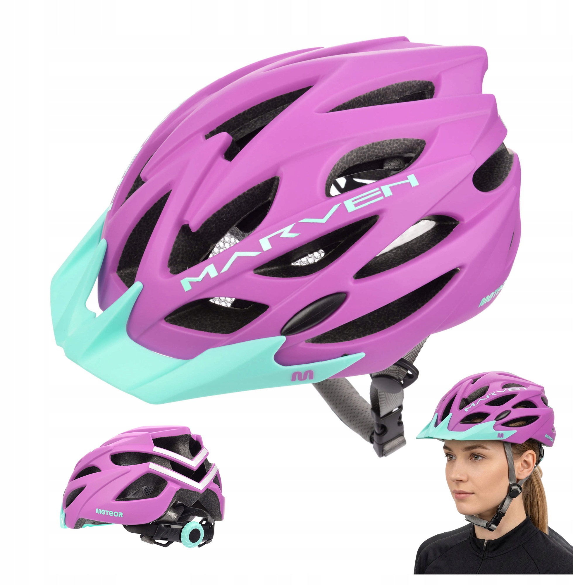 Lehká nastavitelná cyklistická přilba na kolo s kšiltem Meteor Marven L 58-61 cm