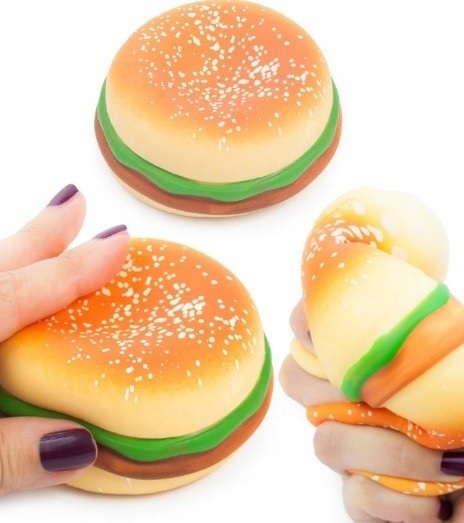 SQUISHY STRESSZOLDÓ FÉSZEK Hamburger BURGER NAGY XXL moji soft ball