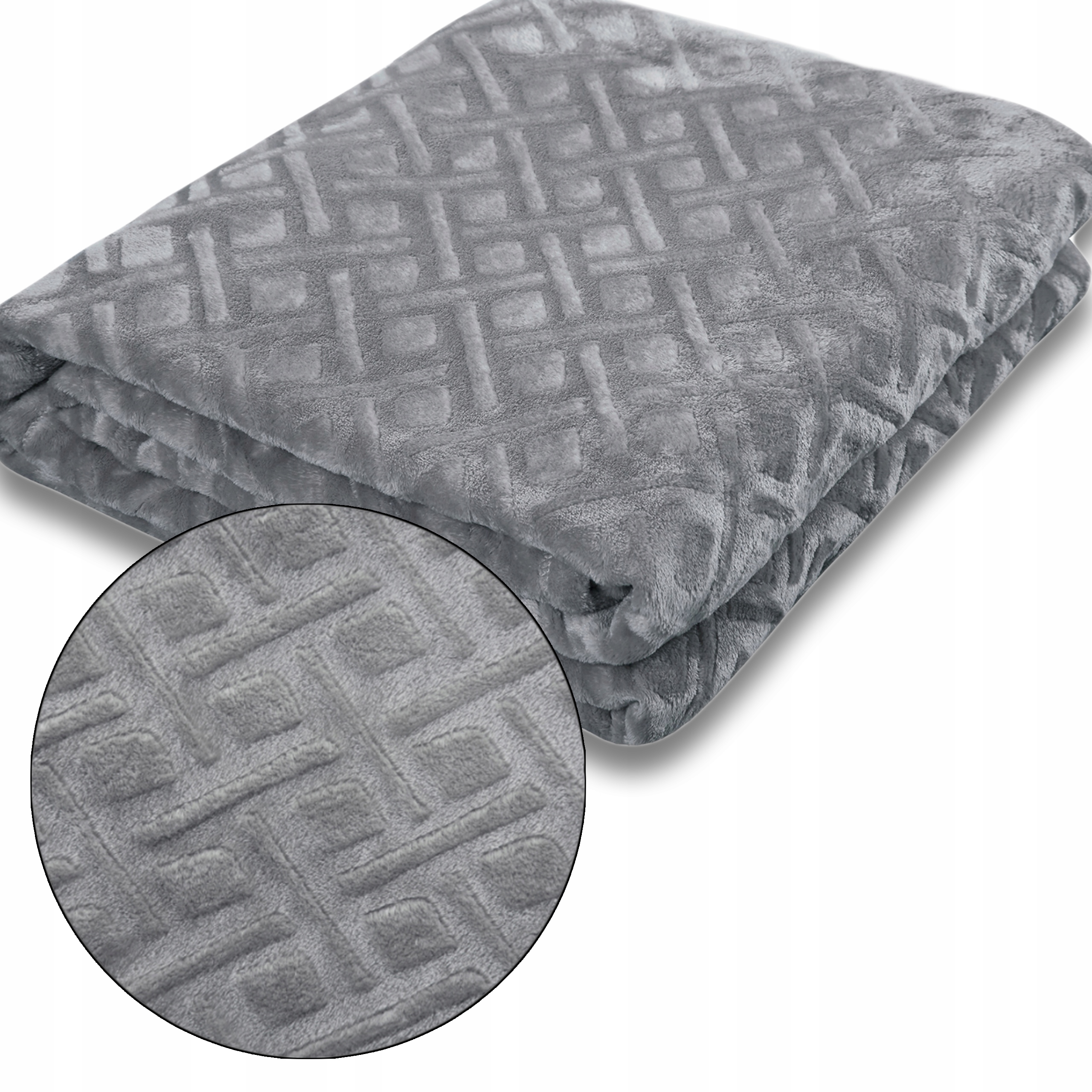 

Puszysty koc narzuta tłoczony wzór 160x200 c.szary