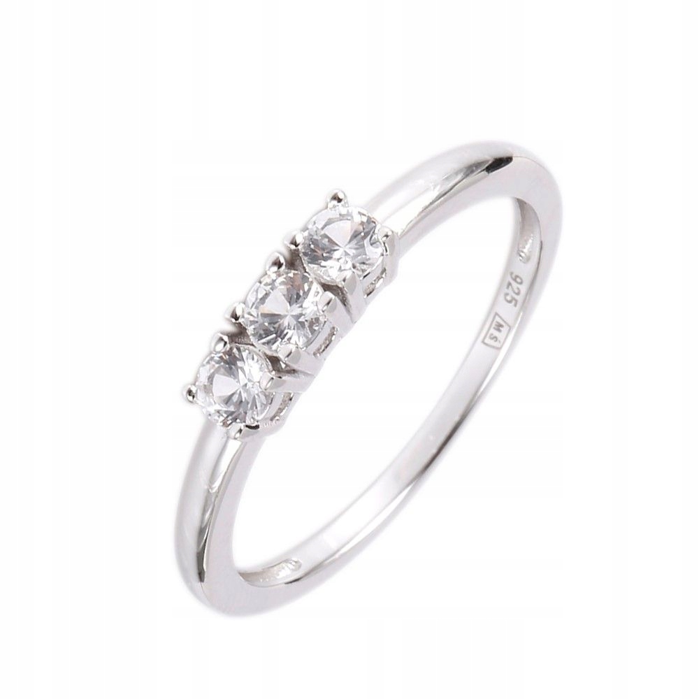 Stříbrný dámský prstýnek 925, tři Safíry, bílé, elegantní design, módní 15