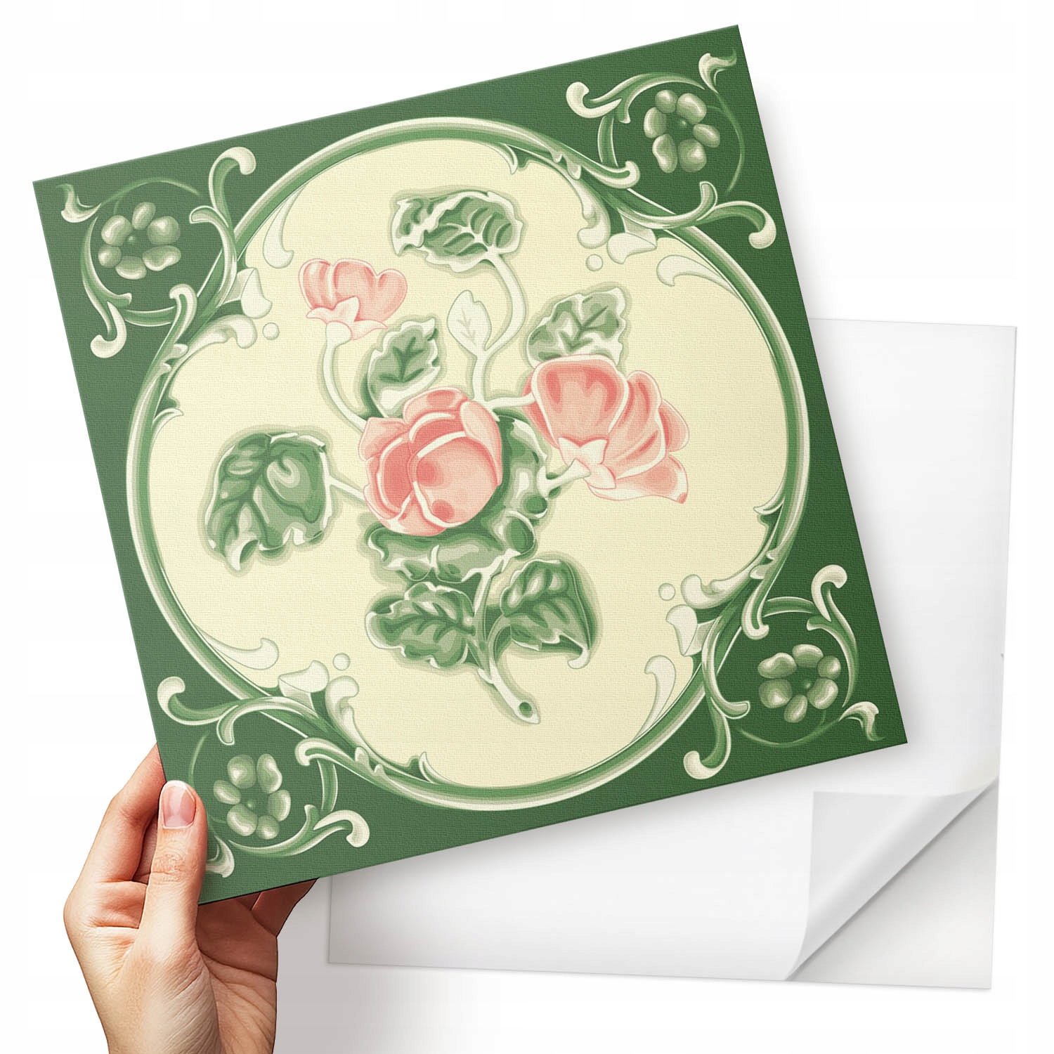 Samolepící dlaždice Vinyl Rostlinný vzor s jemnými listy 9x30x30 cm