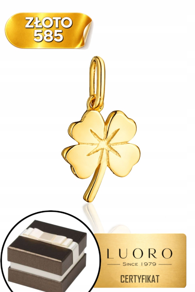 Zlatý Přívěsek 585 14K Čtyřlístek 14 MM Elegantní Decentní Dárek