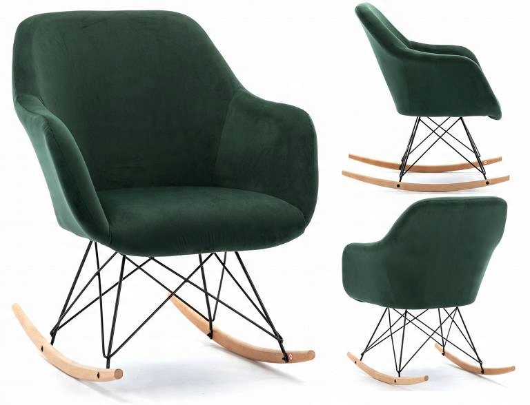 

Fotel bujany, tapicerowany Paul velvet zielony