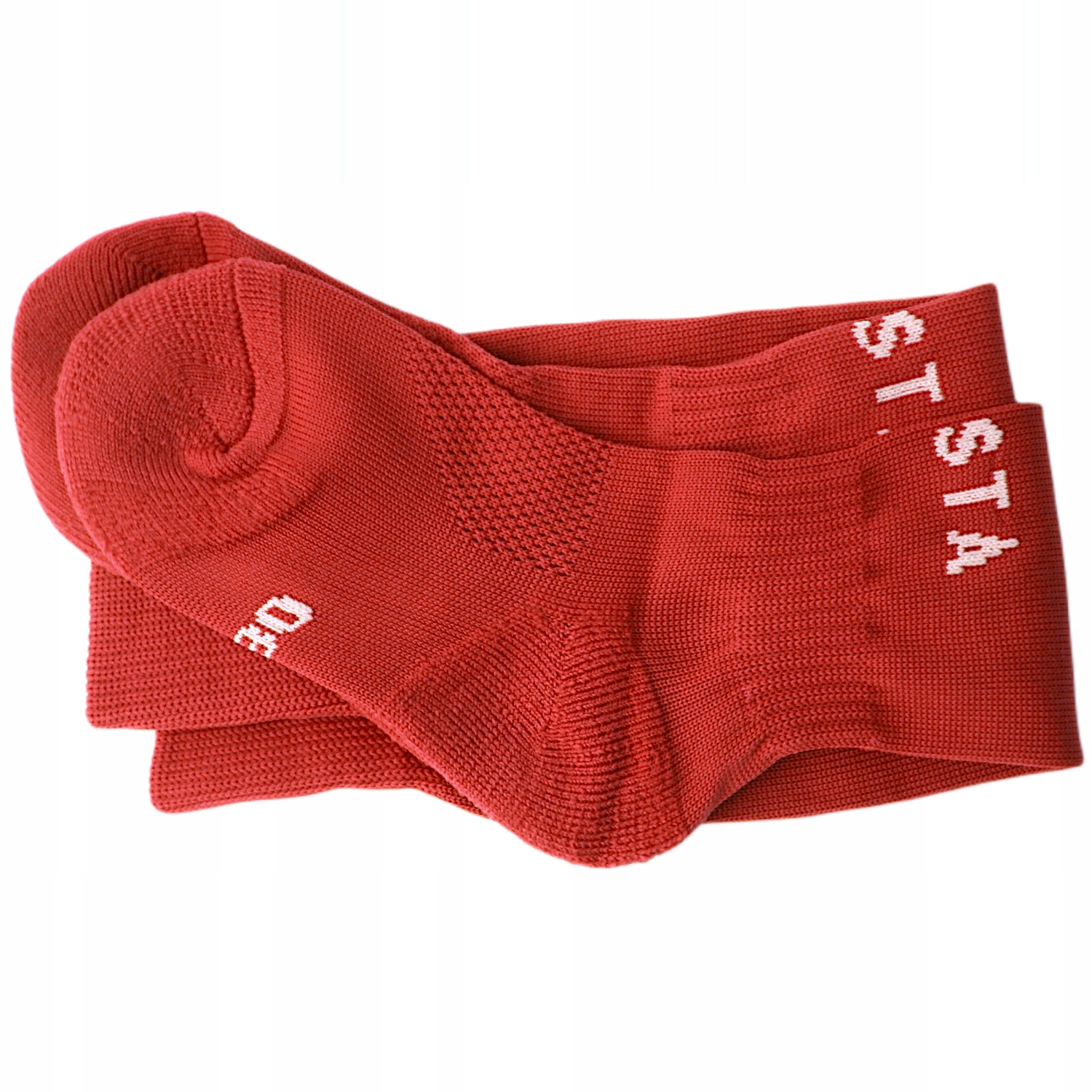 Skarpety Kipsta getry piłkarskie czerwone 27/30 Skład materiałowy 98% Poliester 1% Elastan 1% Poliamid