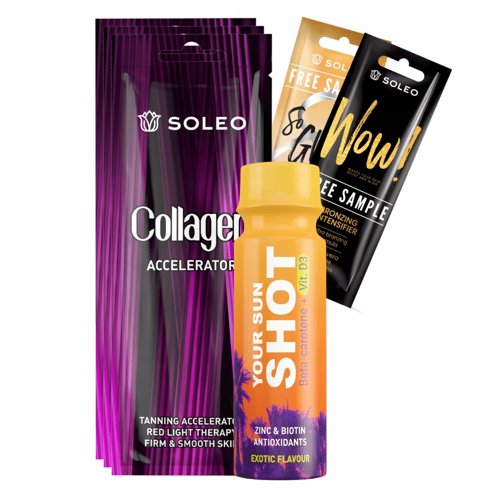 SOLEO COLLAGEN 3x15ml PRZYSPIESZACZ OPALANIA Z KOLAGENEM +GRATISY